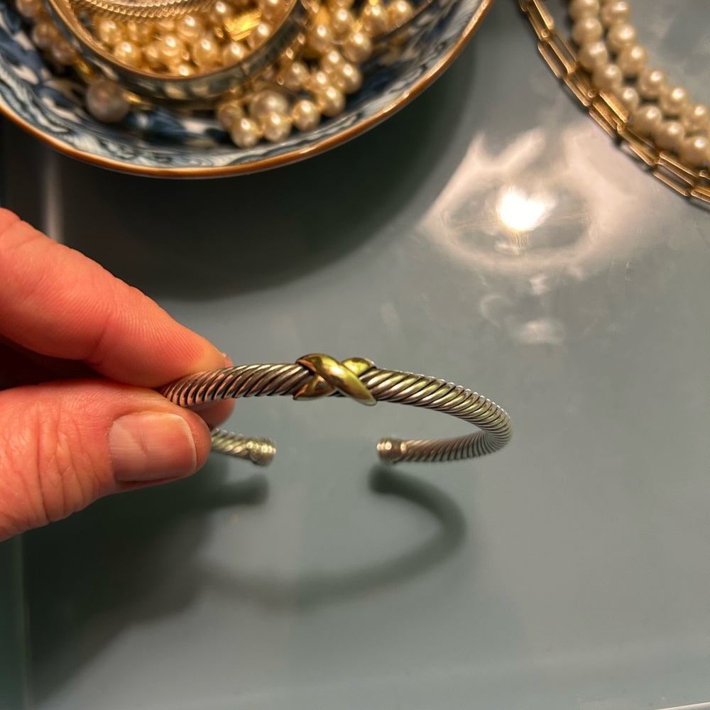 Authentic David Yurman Classic Cable Bracelet with gold “x”